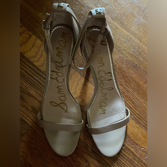 Sam Edelman Patti Heels Open Toe Nude Ivory Leather Shoes Size 13 - Picture 2 of 6